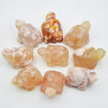 Healing Feng Shui Gemstone Animal Crystal Tortoise Hand Carved Natural Sakura Cherry Blossom Agate Sea Turtle Carving Craft
