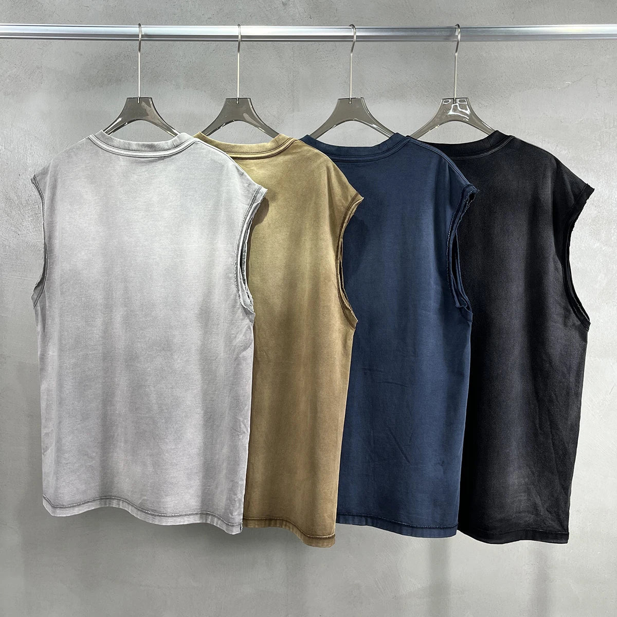 Wholesale Men Summer Vest Loose Acid WashVintage Sleeveless 100% Cotton Custom Logo MenSinglet Tank Tops