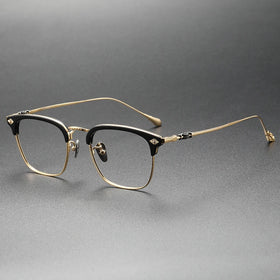 SORTON Fashion Wholesale Custom Titanium Optical Celebrity Oversize Thin Big Metal Frame Women Eyewear Eyeglasses Eye Glasses