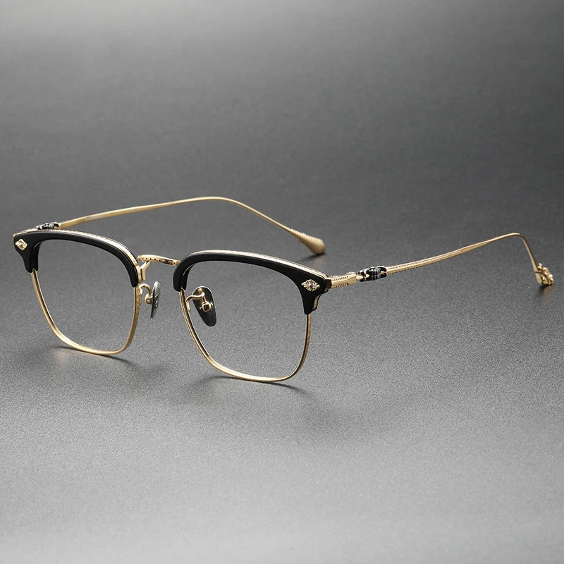 SORTON Fashion Wholesale Custom Titanium Optical Celebrity Oversize Thin Big Metal Frame Women Eyewear Eyeglasses Eye Glasses