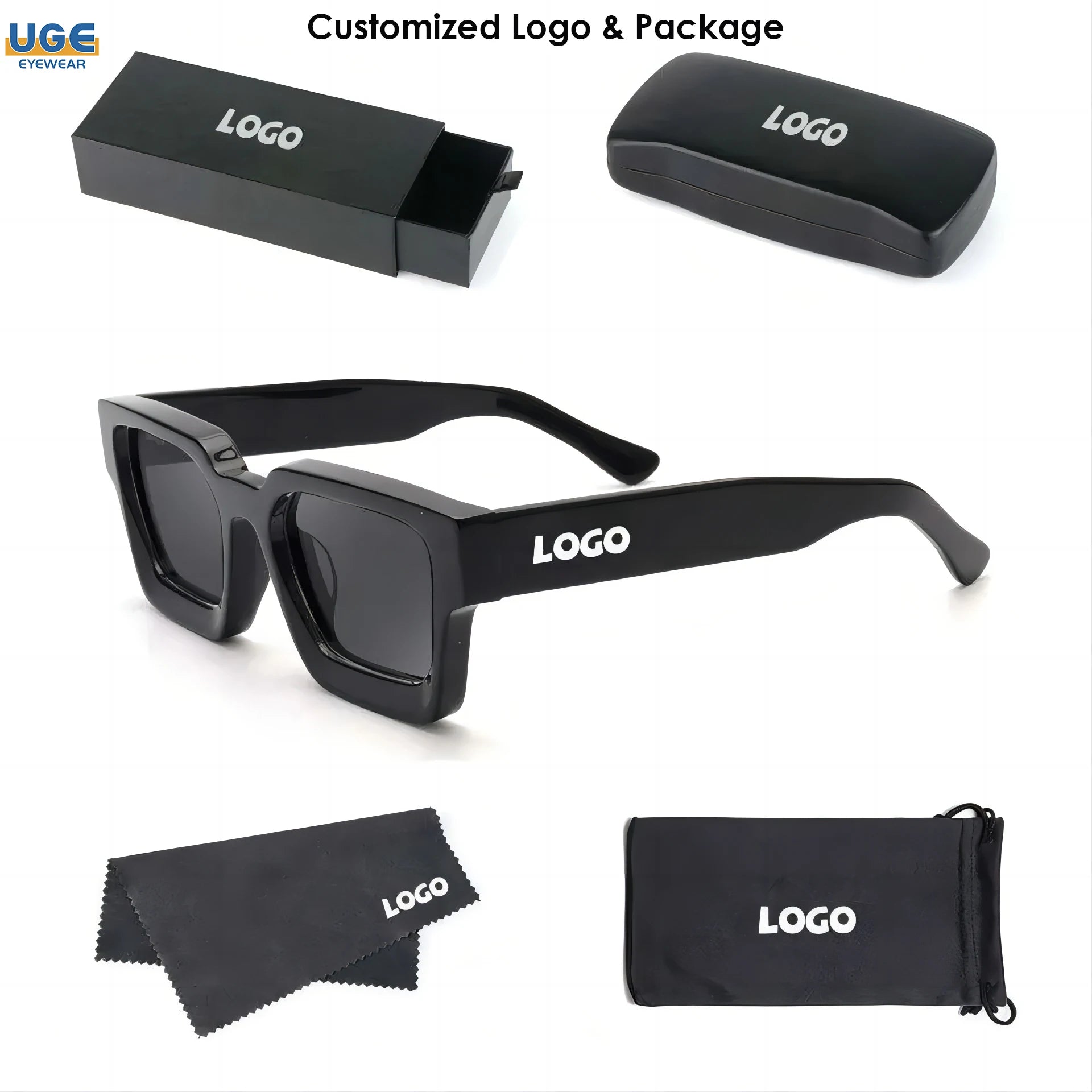 Retro Luxury Brand Designer Square Acetate Sunglasses UV400 Polarized Vintage Shades for Global Wholesale Custom Brand Resale