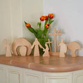 Customized Breech Wood Easter Nativity Scene Set Handcrafted Jesus Cross Decor for Home Office Art Deco Hanging Religious Decor