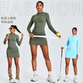 New Slim-Fit Long-Sleeved Yoga Suit Women's High-Waisted Sports Short Skirt A-Line Wrap Hip Skirt Fitness Shorts