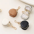 Personalized Gift Custom Blank Portable Jewelry Box Pu Leather Travel Earring Ring Mini Round Jewelry Box With Keychain