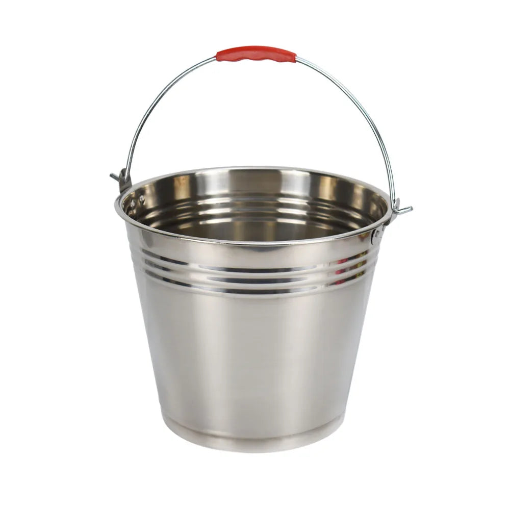 SS201 20L 16L 12L 10L 8L 6L 5L 4L Portable Stainless Steel Round Fishing Bucket Pail with Handle Water Bucket