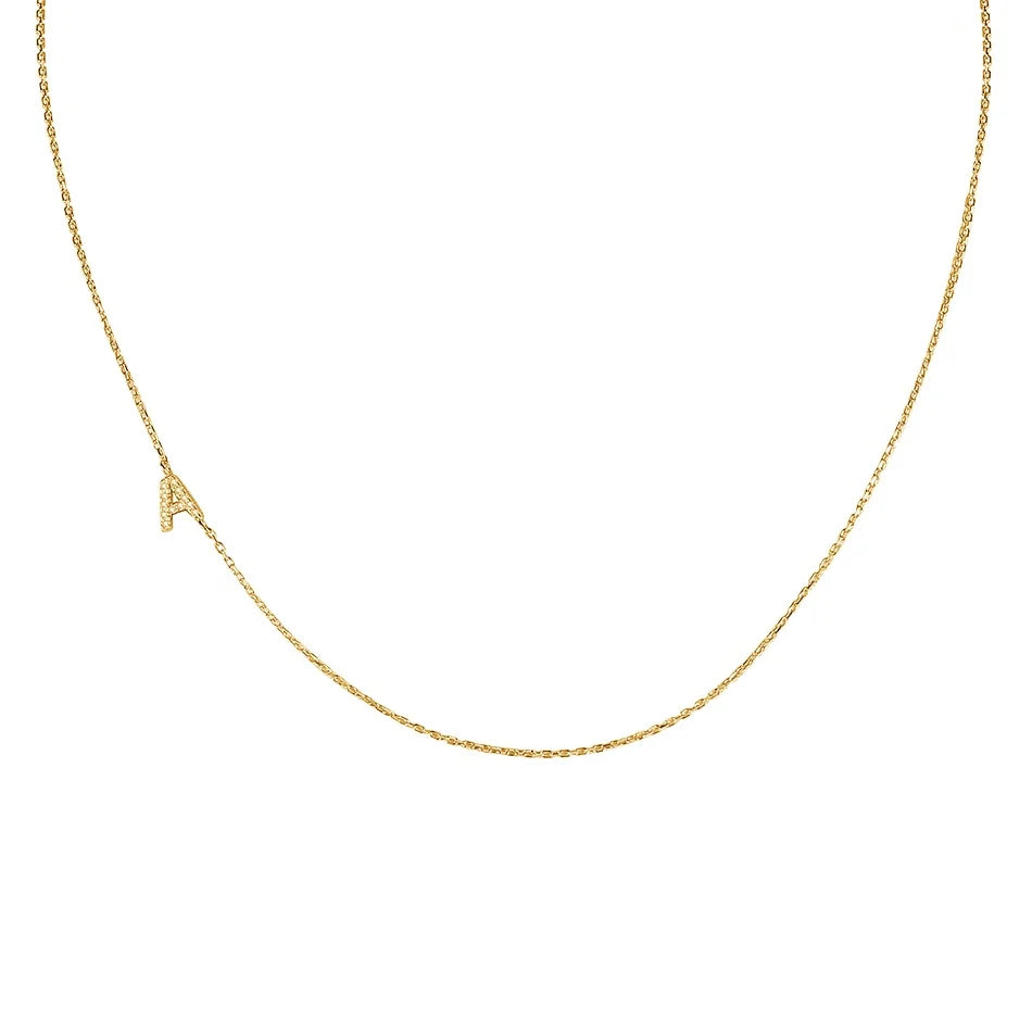 Nagosa New Trends 925 Sterling Silver Initial Jewelry 18k 14k Gold Vermeil Sideway Letter a Cz Necklace