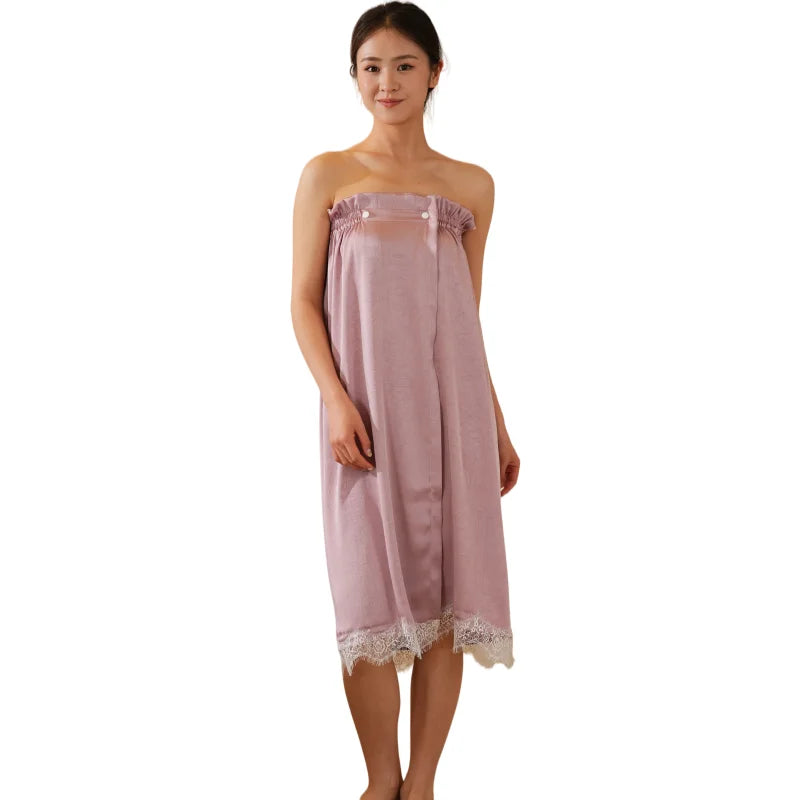 purple Lace Bath Wrap Robes for Women Bath Wraps Lightweight Knee Length Soft Shower Robe