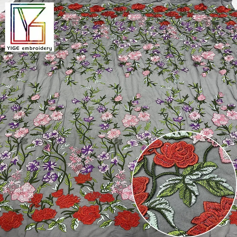 Manufacturer Wholesale African Wedding Gown Dress Womens Lace Flower Mesh Embroidery Mix Color Tulle Fabric 3d Lace Fabric