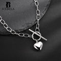 ICEBELA Jewelry 925 Sterling Silver Love Necklace Korean Version Double Layer Wear Long Sweater Chain Heart Pendant