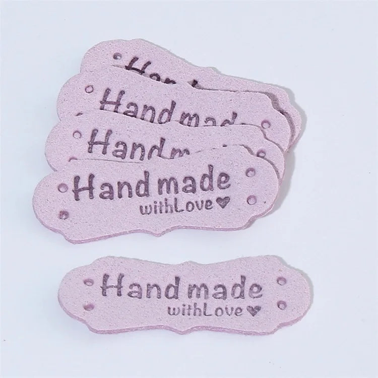 Wholesale Suede Leather Tag With Holes Washable Knitting Screw-On Handknits Leather Labels