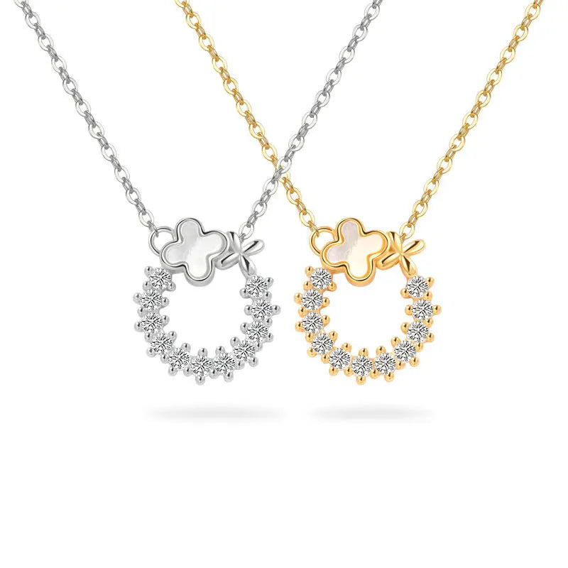 925 Sterling Silver Circle Pendant Necklace Jewelry for Women 18K Gold Plated 925 Silver Necklace Chain Jewelry Wholesale
