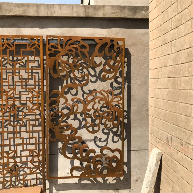 Carbon Steel Garden Metal Screen Decorative Laser Cut Privacy Screen