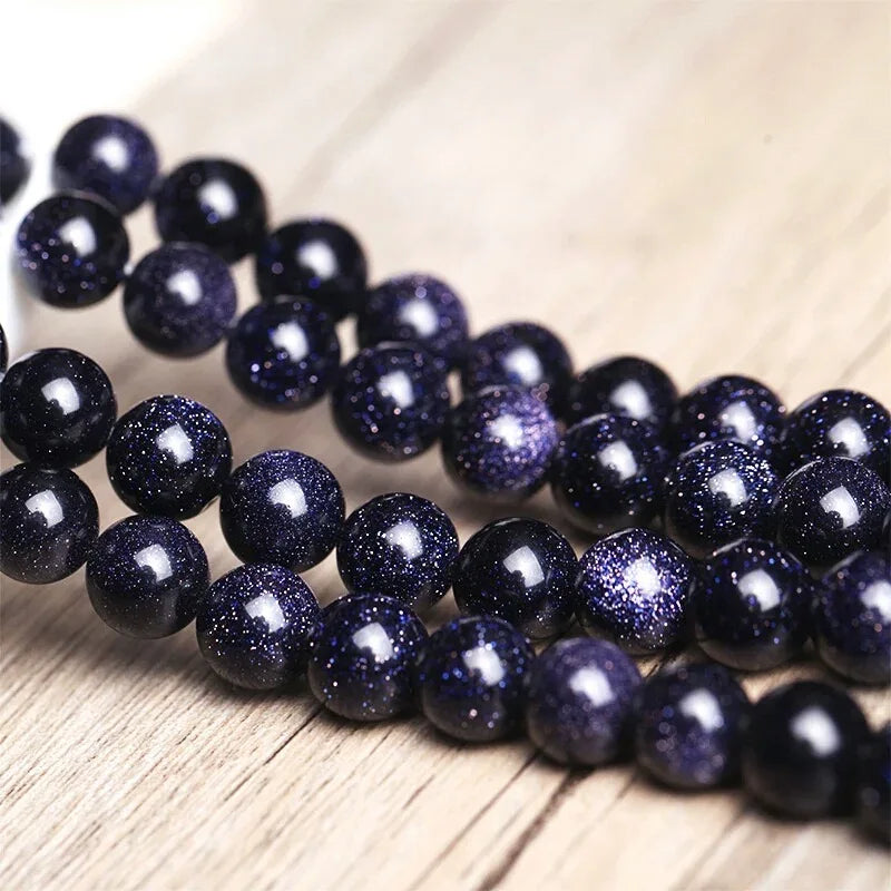 Hot Sale 4-12mm Dark Blue Sandstone Beads Natural Stones for Bracelets Making