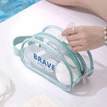 Transparent PVC Travel for Toiletry Makeup Bag Letter Pattern Zipper Handle Cosmetic Organizer Pouch Water Resistant Shaving Bag