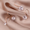 925 Sterling Silver Round Zircon Diamond Pendant Rose Gold Plated Dangle Drop Earrings Party Fashion Jewelry for Women