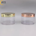 In Stock 8oz PETG Plastic Cosmetics Clear Pot Body Scrub Cream Jar with Gold Lids for 250ml Hair Cream Packaging