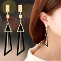 SC Korean Gold Plated Earrings Fashion Jewelry Long Statement Geometric Triangle Tassel Dangle Drop Earrings for Women