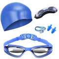 Swimming Goggles Waterproof and Cap Set 4 in 1 Goggles Swim in Case UV 400 Protection Lenses Clear Anti-Fog