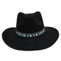 Fashion Chic Black Ethic Leather Belt Felt Cowgirl Hats Wool Felt Western Australian Cowboy Hat Womens Cowboy Hats