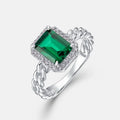 925 Sterling Silver Asscher Cut Green Zircon Trendy Wedding Engagement Anniversary Party Gift Fang Long Ace Ring