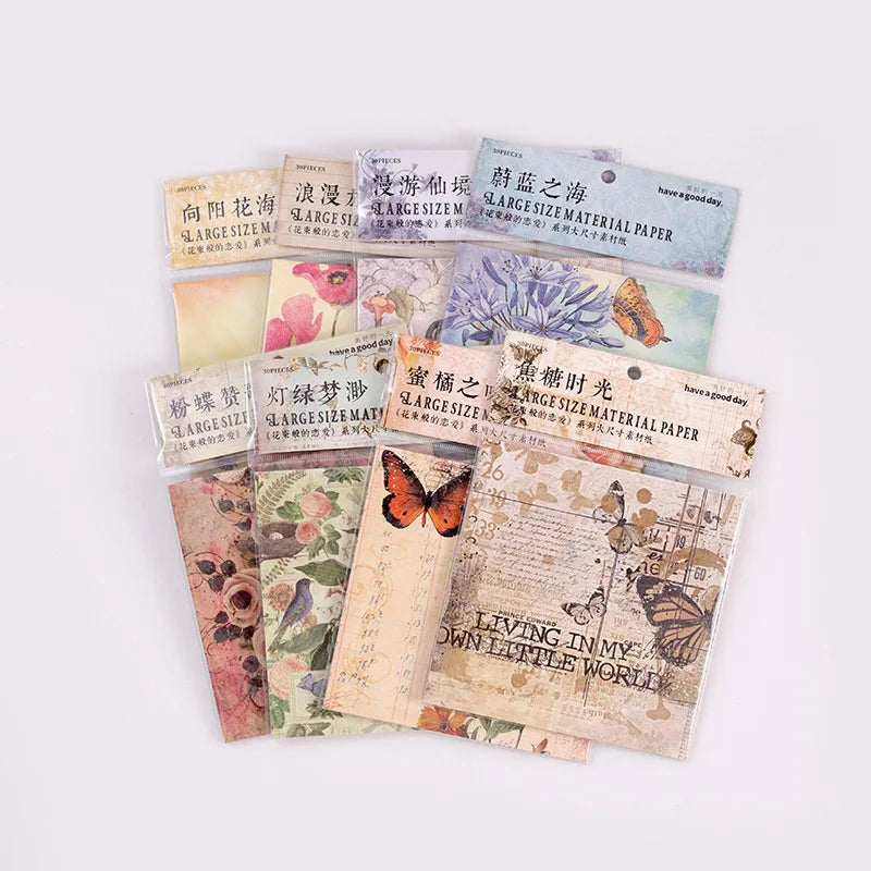 30pcs/pack Bouquet-like Love Series DIY Material Paper Retro Artistic Journal Decoration Base Paper 8 Models
