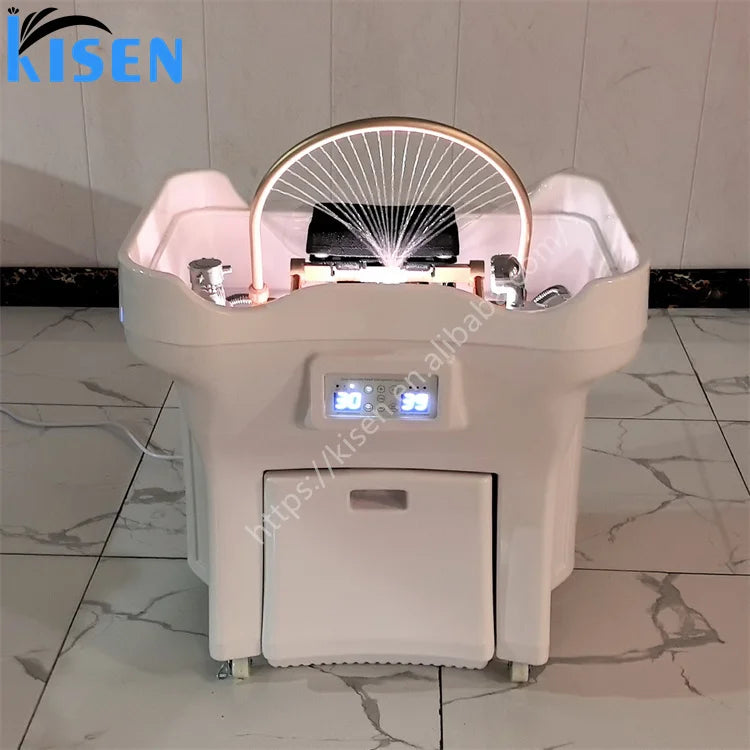 Best Selling Pipeless Salon Furniture ABS Portable Adjustable Height Back Head Spa Washing Hair Bowl Shampoo Basin Sink
