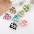 YIYI Custom Plastic Hot Girl Accessories Classic Colorful Hollow Out Small Checkered Plaid Clip Claw for Women