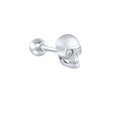 Smooth Spoof Inlaid Zircon Punk 925 Sterling Silver 18k Gold Plated Piercing Cartilage Vintage Skull Stud Earring
