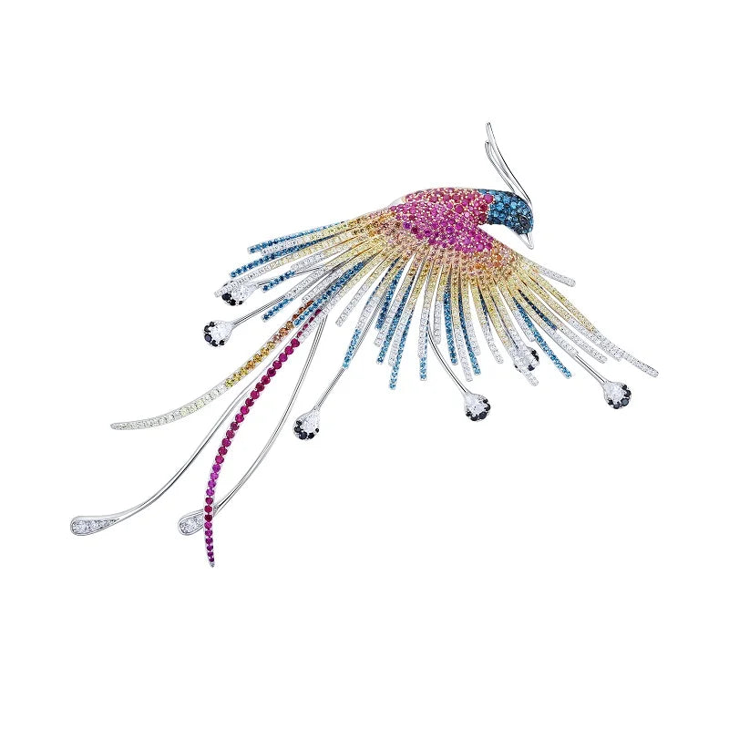 Cute Vivid Flying Bird Brooch Women Winter Animal Hummingbird Phoenix Pin Buckle Party Casual Badge
