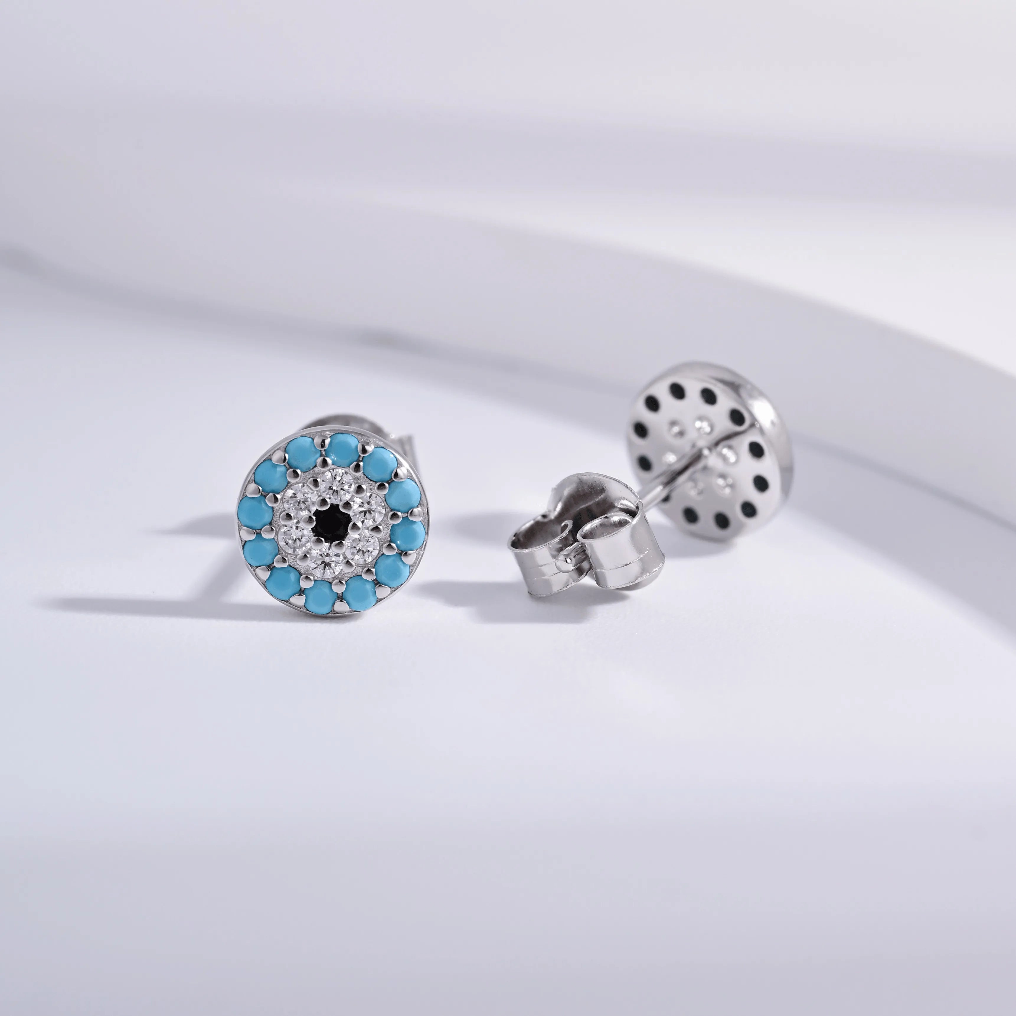 Wholesale Earrings Jewelry Gold Rhodium Plated Cubic Zirconia Devil Eye Earring 925 Sterling Silver Fine Jewelry Earrings
