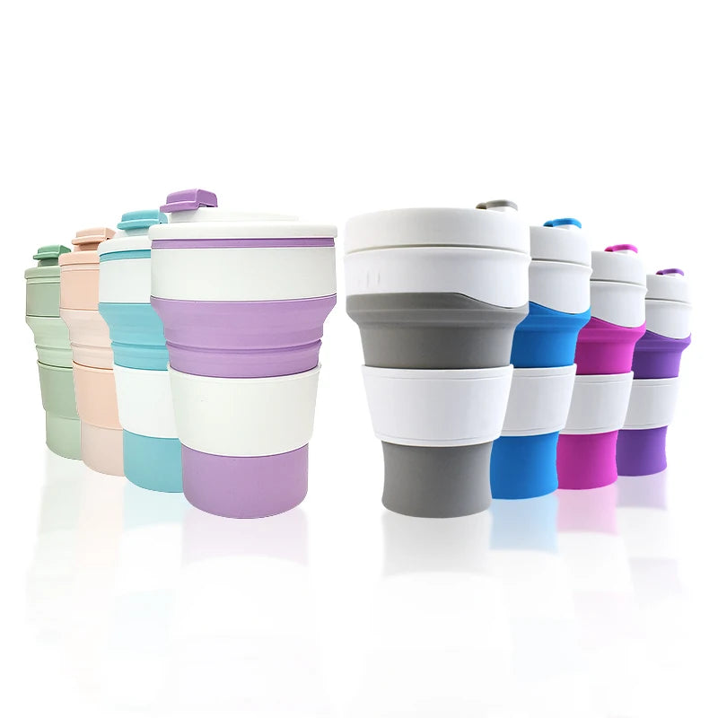 Wholesale 500ml Large Capacity Leak Proof Outdoor Sports Portable Folding Silicone Cup Dishwasher & Microwave Safe
