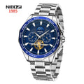 NIBOSI 2580 Men Watches Luxury Minimalist Calendar Stainless Steel Waterproof Luminous Date Week Wrist Quartz Watches