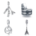 Fashion Sterling Silver Jewelry Charms For Bracelet Fine Jewelry Making Zirconia Global Travel Airplane Tower Colosseum Pendants
