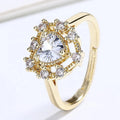 Popular White Single Zircon Fine Finger Ring Wholesale Fashion Heart Wide Gold Plating Jewelry for Women