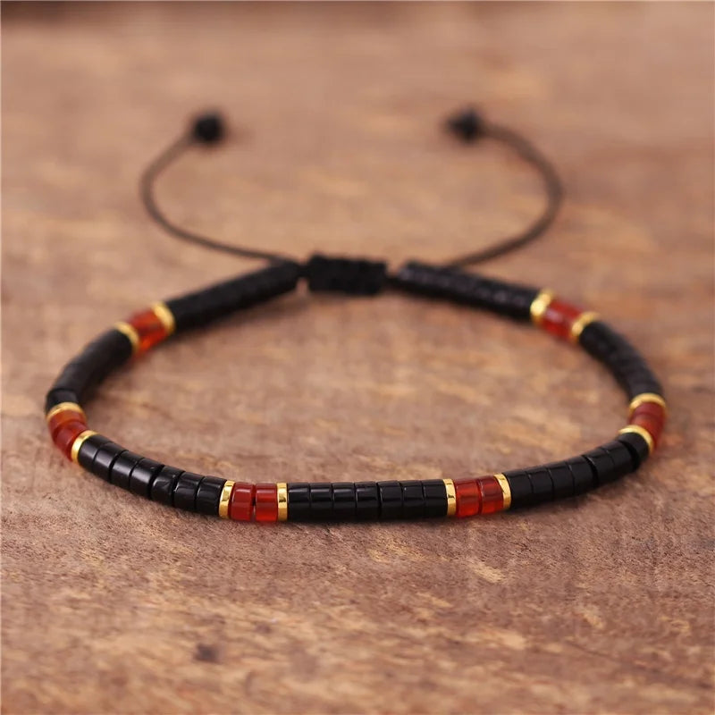 Bohemian 4mm Natural Stone Beaded Dainty Bracelet Ethnic Tibetan Multi Colors Gemstone Bracelet Premium Jewelry Dropshipping