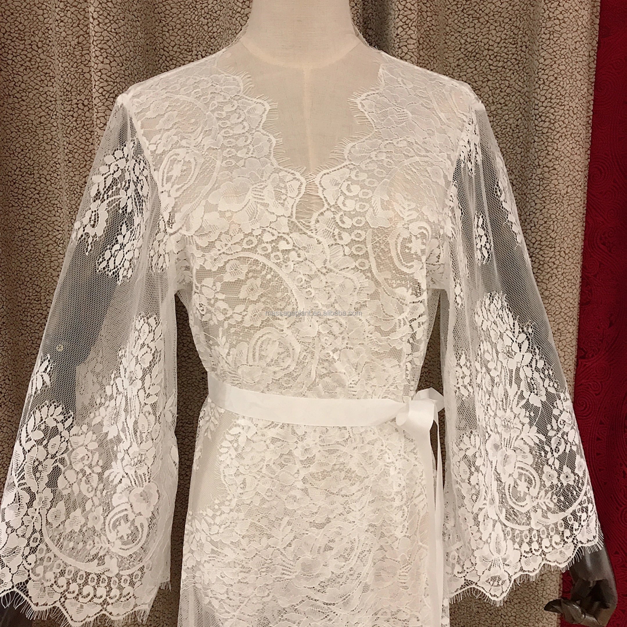 Sexy Lace 8152 Plus Size Women's Wedding Robe for Bride & Bridesmaid-Spring/Summer/Autumn Breathable Quick Dry Sleepwear