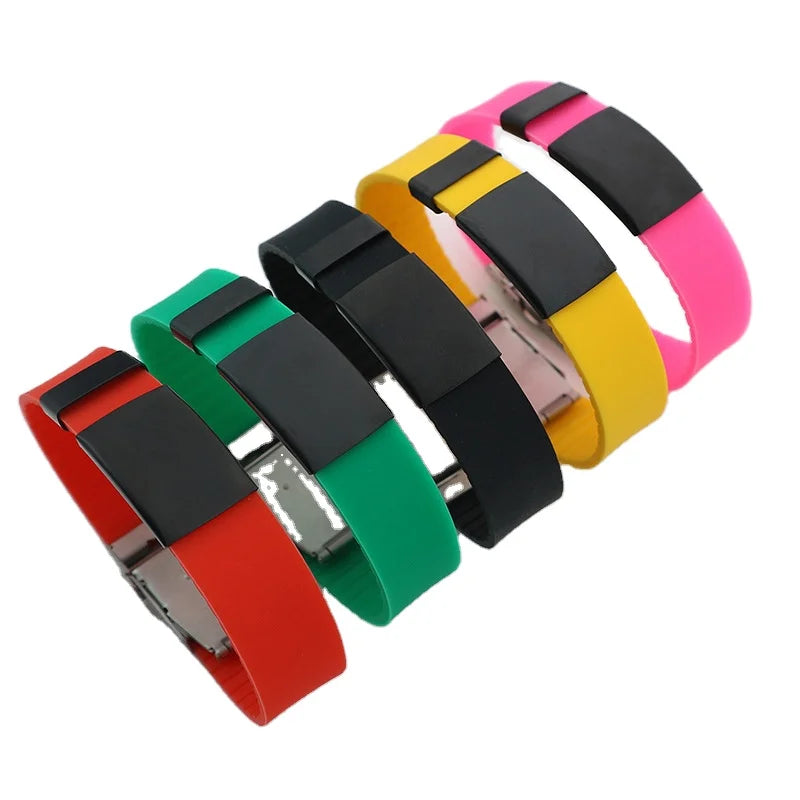 Personalized Custom Child Kids Medical Alert ID Safety Stainless Steel Wristband Silver Bangle Engraved Adjustable Length