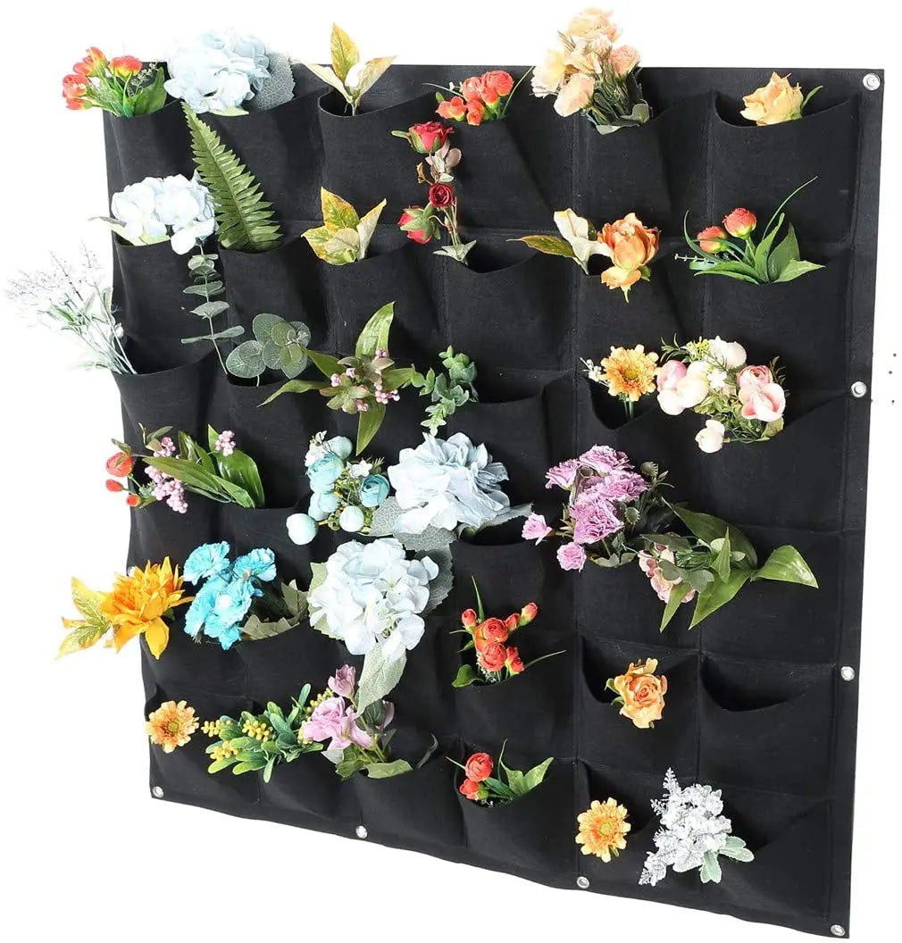 Multi-Pocket Wall Hanging Planter with Felt Pouch Indoor/Outdoor Balcony Use Optimal for Garden Flower or Vegetable Growth