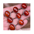 925 Sterling Silver Fashion Healing Crystal Gemstone Jewelry Natural Gold South Red Agate Ring