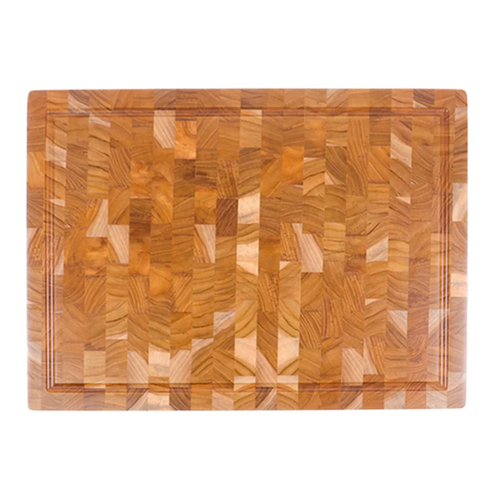 Teak Acacia Wood Charcuterie Board End Grain Cutting Board with Juice Groove for Kitchen Use