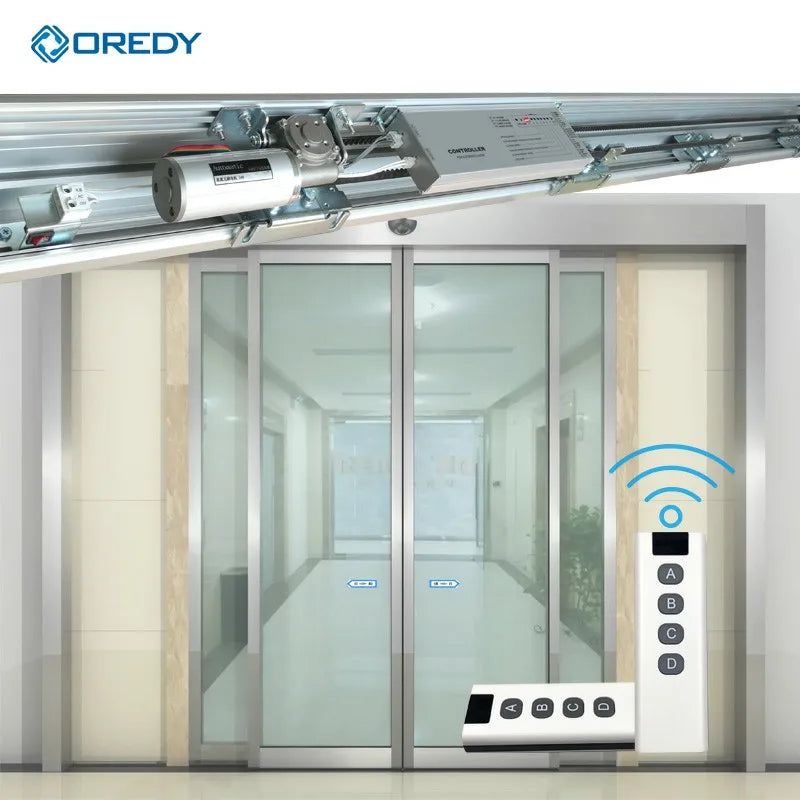 Oredy 300kg ORD-500 Sliding Door Automatic Aluminum Double Sliding Door Sensor  System with Remote Control