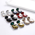 Wholesale Gemstone Emerald Zircoon CZ Square Vintage Earrings Multicolor Rhinestone Crystal Geometric Stud Earrings for Lady