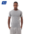 YLS Large Stock Custom Label Knitted Sporty Blank Running Fitness Athletic T-Shirt Breathable Polyester Men Gym