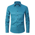 Men Plus Size Stretch Anti-wrinkle Shirt Long Sleeve Fashion Men's Shirt Solid Color Shirt