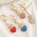 Beautiful Crown Heart Lovers Beautiful Keyring Keychain Gold Color Design Bling Bling Crystal