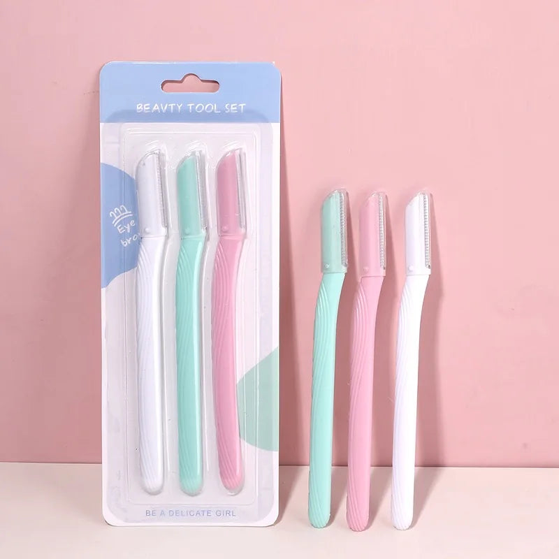 3pcs/set Mini Cosmetic Eyebrow Razor Trimmer Plastic Face/Eye/Body Hair Remover Eyebrow Shaper for Makeup