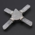 HZ Natural Crystal Crafts Seven Clear Quartz Hexagonal Column Pyramid Pendant Healing Crystals Jewelry