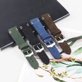 Luxury Fashion Design Handmade Smooth Grain Genuine Nubuck Leather Strap Stainless Steel Quick Release Watch Band 20mm 22mm
