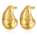 11 Designs Water Drop Shaped Earrings Hollow Chunky Hypoallergenic 18k Gold Plated Stainless Steel Tear Drop Gold Earrings