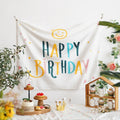 Wall Hanging Background Cute Happy Birthday Pattern Home Party Decor Tapestry